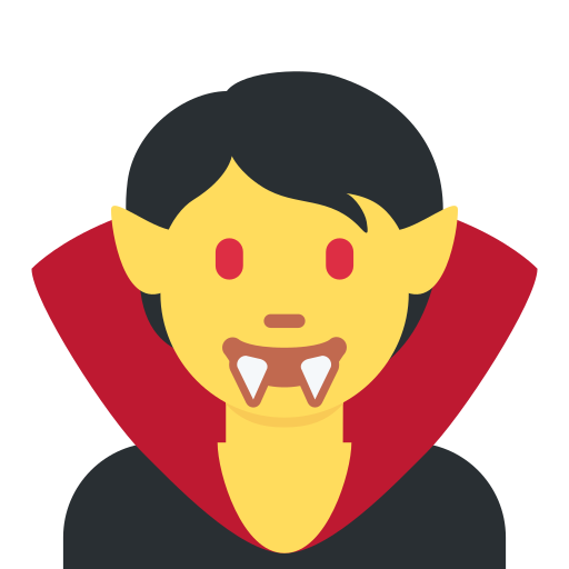 Vampire as drawn by Twitter / X in Twemoji 15.0.3