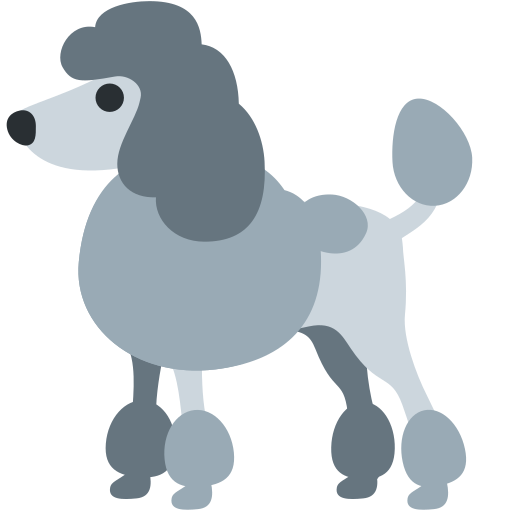Poodle as drawn by Twitter / X in Twemoji 15.0