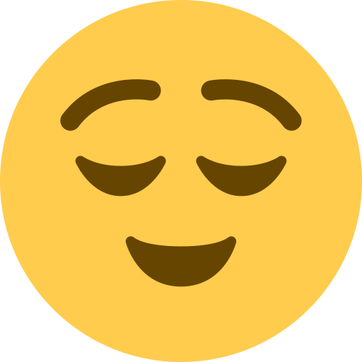 Relieved Face as drawn by Twitter / X in Twemoji 15.0