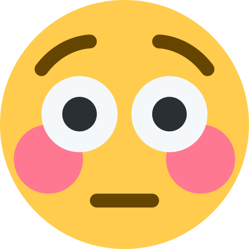 Flushed Face as drawn by Twitter / X in Twemoji 15.0