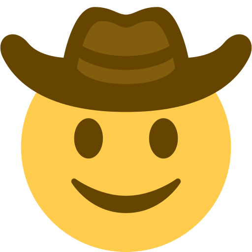 Cowboy Hat Face as drawn by Twitter / X in Twemoji 15.0