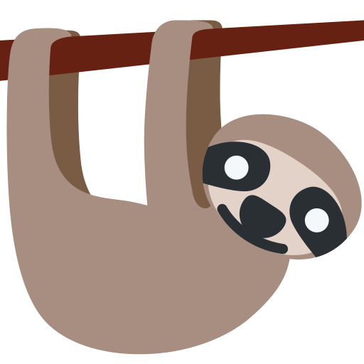 Sloth as drawn by Twitter / X in Twemoji 15.0