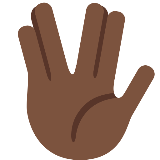 vulcan salute: dark skin tone — Twitter / X