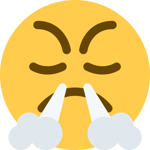 face with steam from nose — Twitter / X