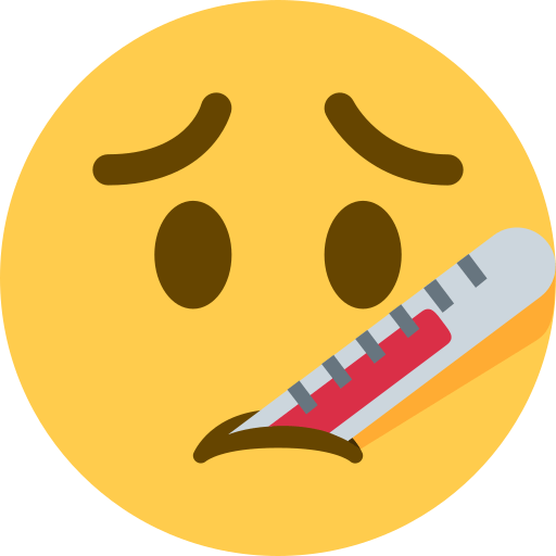 face with thermometer — Twitter / X
