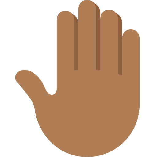 raised back of hand: medium-dark skin tone — Twitter / X