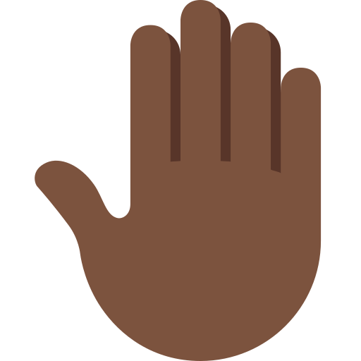 raised back of hand: dark skin tone — Twitter / X