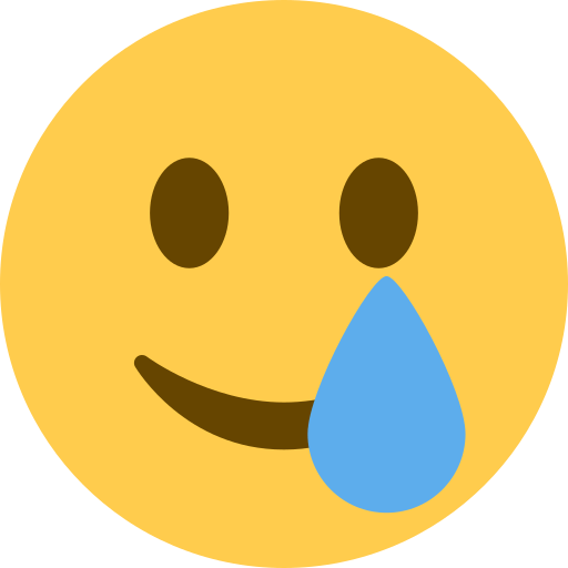 smiling face with tear — Twitter / X