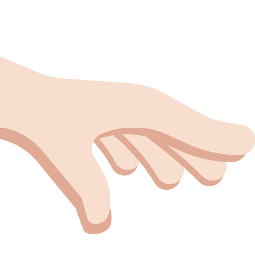 palm down hand: light skin tone — Twitter / X