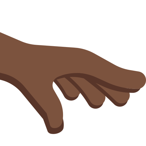 palm down hand: dark skin tone — Twitter / X