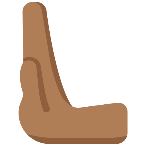 leftwards pushing hand: medium-dark skin tone — Twitter / X