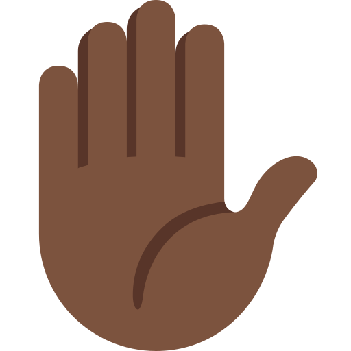 raised hand: dark skin tone — Twitter / X