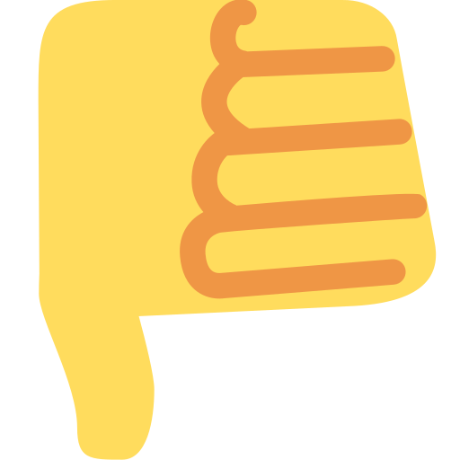 Thumbs Down as drawn by Twitter / X in Twemoji 2.0