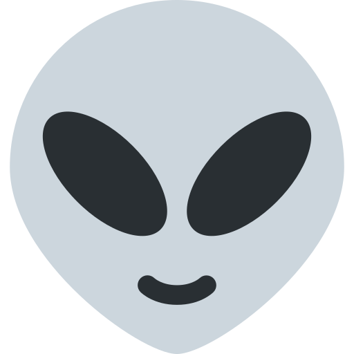 Alien as drawn by Twitter / X in Twemoji 2.0