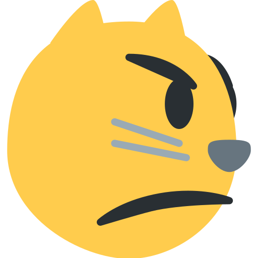 뾰로통한 고양이 얼굴 as drawn by Twitter / X in Twemoji 2.1.2