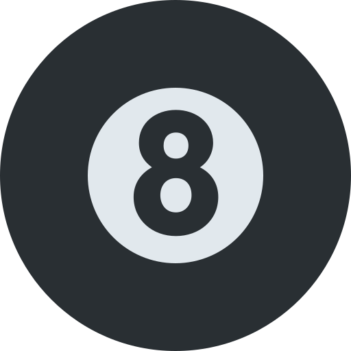 Pool 8 Ball as drawn by Twitter / X in Twemoji 2.1