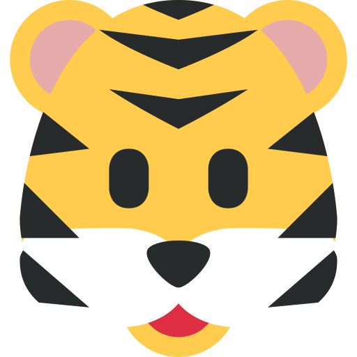 Tiger Face as drawn by Twitter / X in Twemoji 2.1