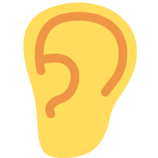 Ear as drawn by Twitter / X in Twemoji 2.1