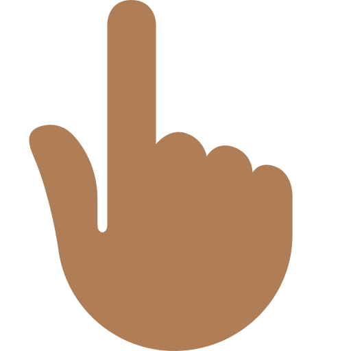 Backhand Index Pointing up: Medium-Dark Skin Tone as drawn by Twitter / X in Twemoji 2.1