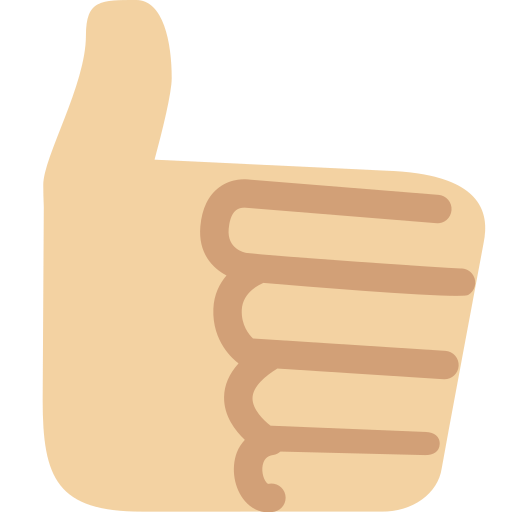 Thumbs up: Medium-Light Skin Tone as drawn by Twitter / X in Twemoji 2.1