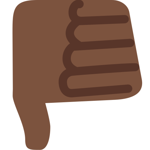 Thumbs Down: Dark Skin Tone as drawn by Twitter / X in Twemoji 2.1
