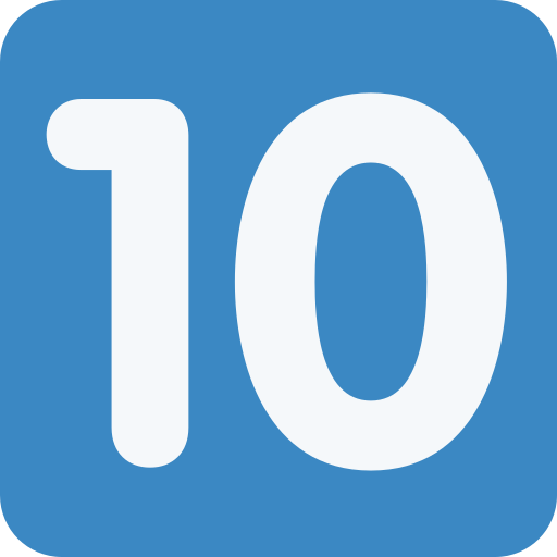 Keycap: 10 as drawn by Twitter / X in Twemoji 2.1