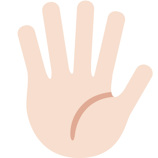 Hand with Fingers Splayed: Light Skin Tone as drawn by Twitter / X in Twemoji 2.1