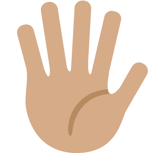 Hand with Fingers Splayed: Medium Skin Tone as drawn by Twitter / X in Twemoji 2.1