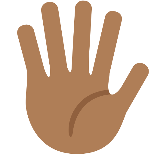 Hand with Fingers Splayed: Medium-Dark Skin Tone as drawn by Twitter / X in Twemoji 2.1