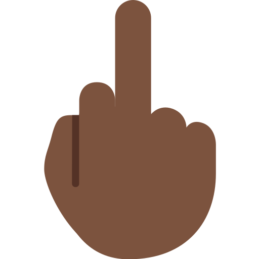 Middle Finger: Dark Skin Tone as drawn by Twitter / X in Twemoji 2.1