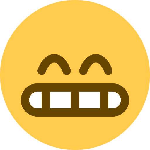 Beaming Face with Smiling Eyes as drawn by Twitter / X in Twemoji 2.1