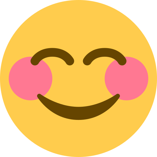 Smiling Face with Smiling Eyes as drawn by Twitter / X in Twemoji 2.1
