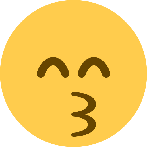 Kissing Face with Smiling Eyes as drawn by Twitter / X in Twemoji 2.1