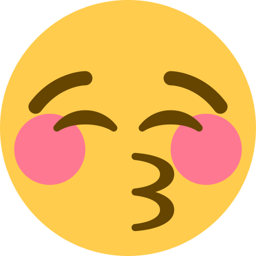 Kissing Face with Closed Eyes as drawn by Twitter / X in Twemoji 2.1