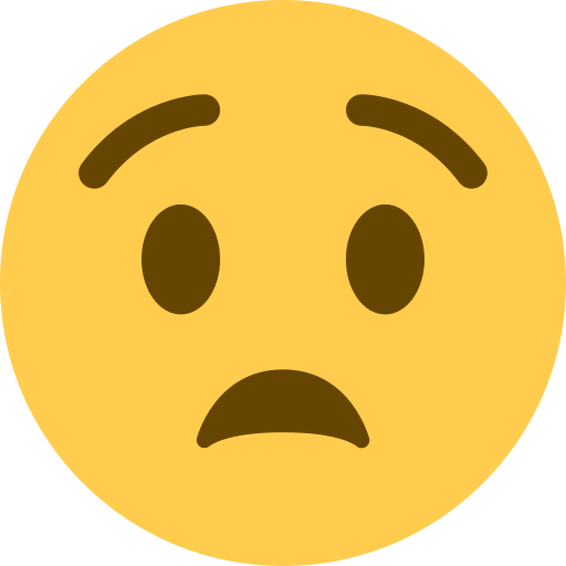 Anguished Face as drawn by Twitter / X in Twemoji 2.1