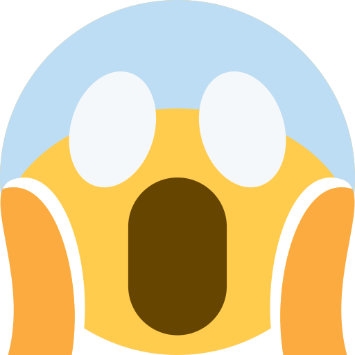 Face Screaming in Fear as drawn by Twitter / X in Twemoji 2.1