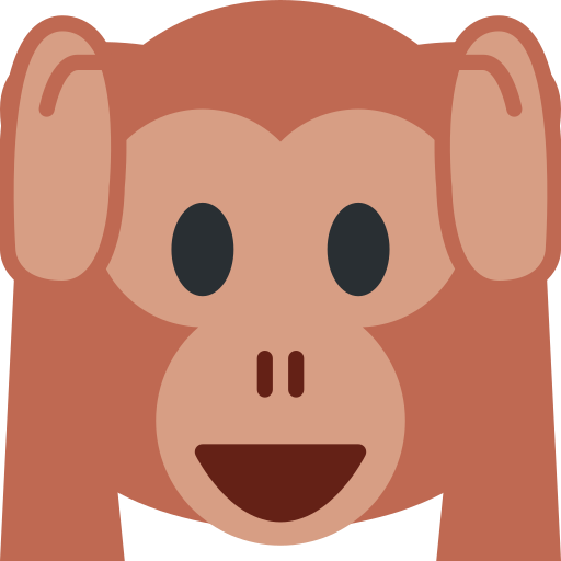Hear-No-Evil Monkey as drawn by Twitter / X in Twemoji 2.1