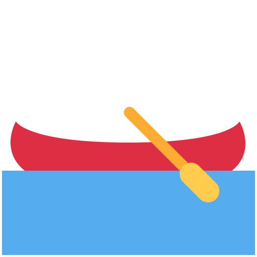 Canoe as drawn by Twitter / X in Twemoji 2.1