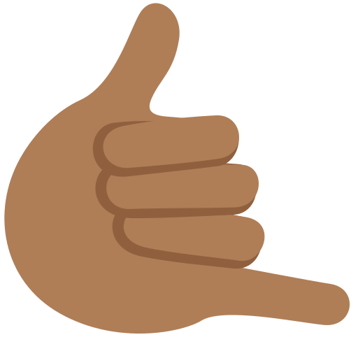 Call Me Hand: Medium-Dark Skin Tone as drawn by Twitter / X in Twemoji 2.1
