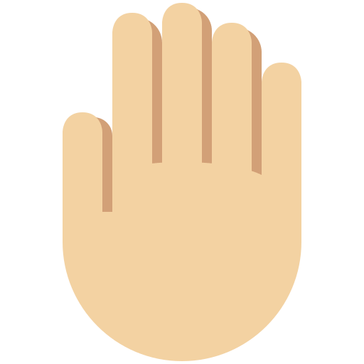 Raised Back of Hand: Medium-Light Skin Tone as drawn by Twitter / X in Twemoji 2.1