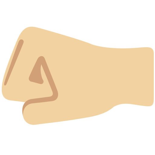 Left-Facing Fist: Medium-Light Skin Tone as drawn by Twitter / X in Twemoji 2.1