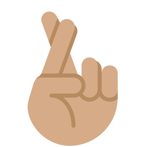 Crossed Fingers: Medium Skin Tone as drawn by Twitter / X in Twemoji 2.1