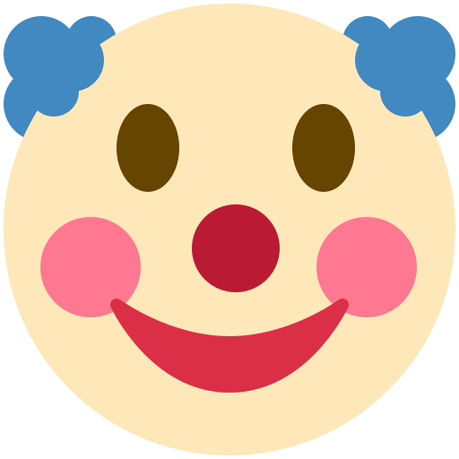 Clown Face as drawn by Twitter / X in Twemoji 2.1