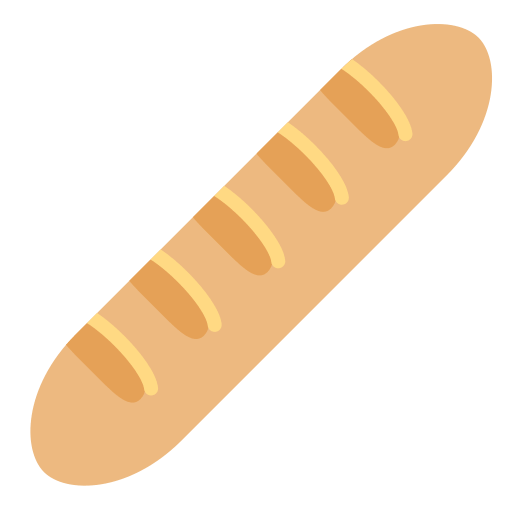 Baguette Bread as drawn by Twitter / X in Twemoji 2.1