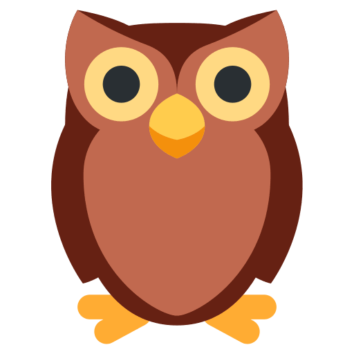 Owl as drawn by Twitter / X in Twemoji 2.1