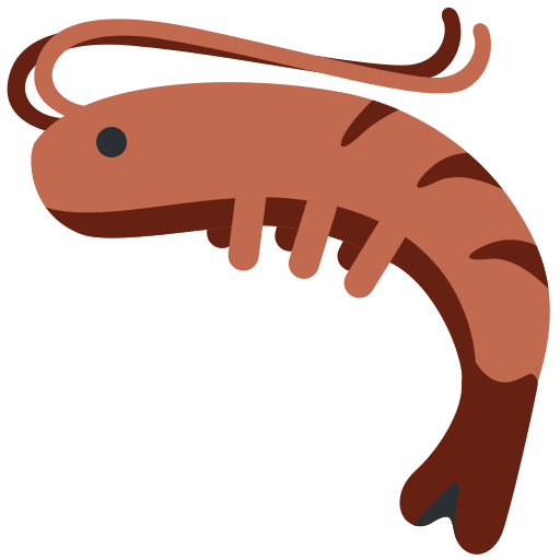 Shrimp as drawn by Twitter / X in Twemoji 2.1