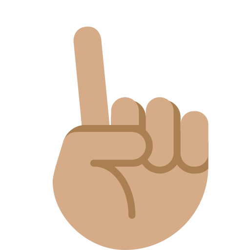 Index Pointing up: Medium Skin Tone as drawn by Twitter / X in Twemoji 2.1