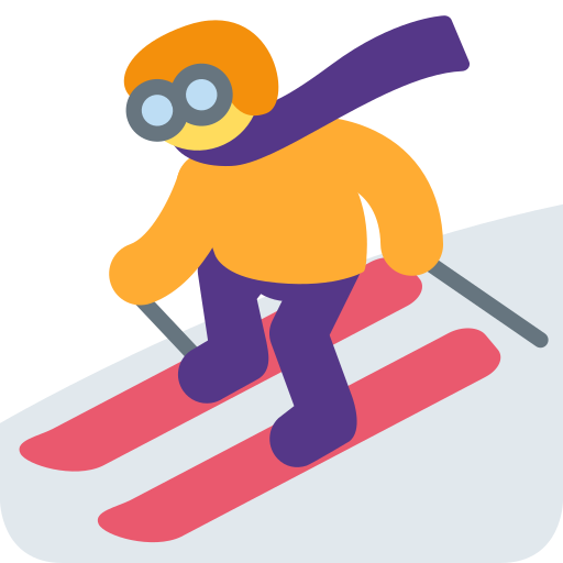 Skier as drawn by Twitter / X in Twemoji 2.1