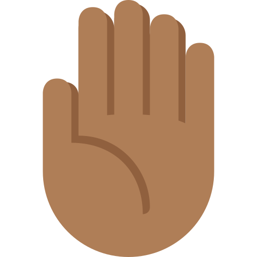 Raised Hand: Medium-Dark Skin Tone as drawn by Twitter / X in Twemoji 2.1