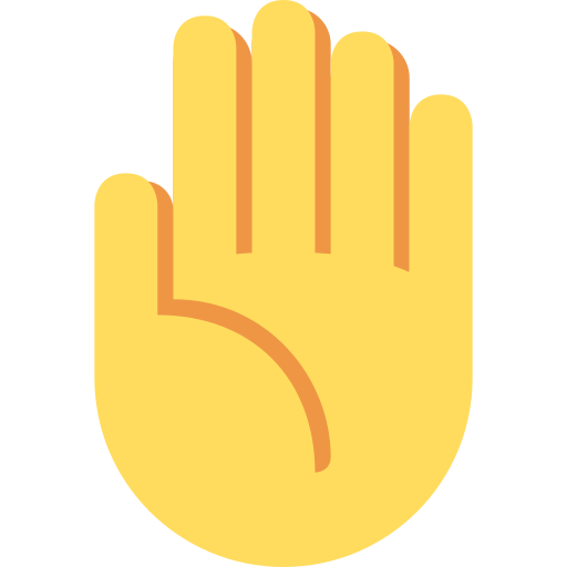 Raised Hand as drawn by Twitter / X in Twemoji 2.1